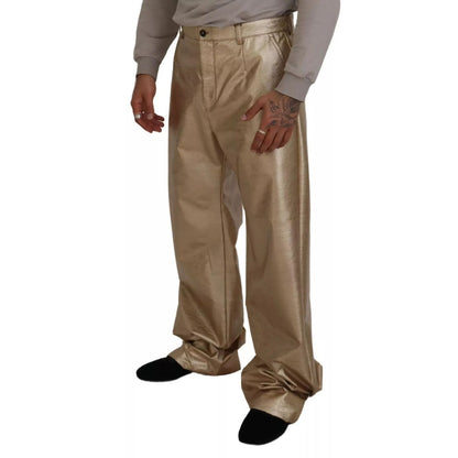 Dolce & Gabbana Metallic Gold Polyester StraightTrouser Pants Dolce & Gabbana