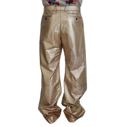 Dolce & Gabbana Metallic Gold Polyester StraightTrouser Pants Dolce & Gabbana