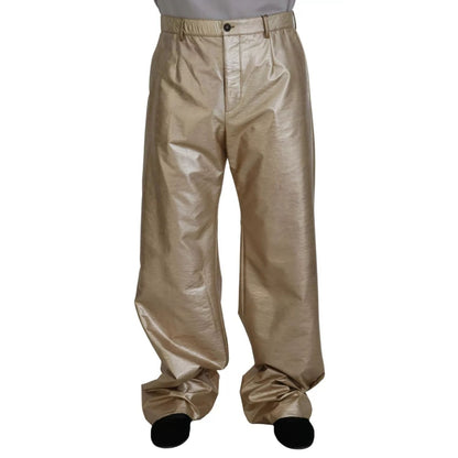 Dolce & Gabbana Metallic Gold Polyester StraightTrouser Pants Dolce & Gabbana