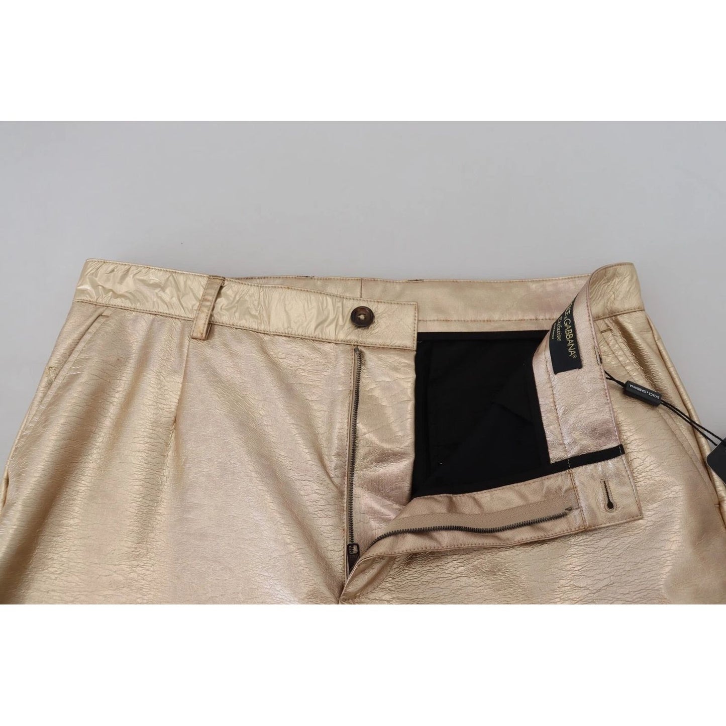 Dolce & Gabbana Metallic Gold Polyester StraightTrouser Pants Dolce & Gabbana