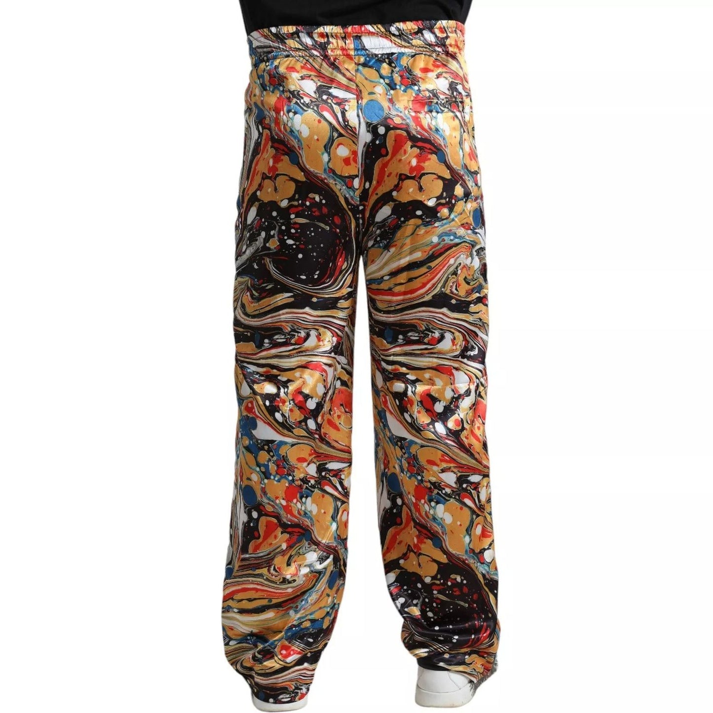 Dolce & Gabbana Multicolor Marble Print Satin Trouser Pants Dolce & Gabbana