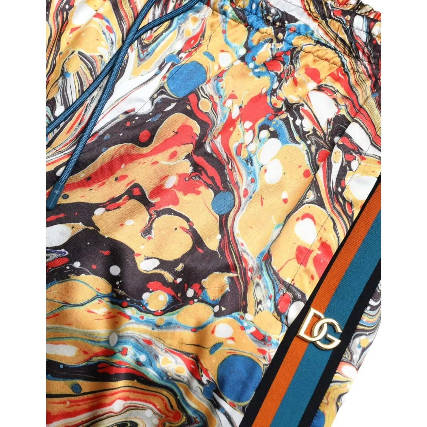 Dolce & Gabbana Multicolor Marble Print Satin Trouser Pants Dolce & Gabbana