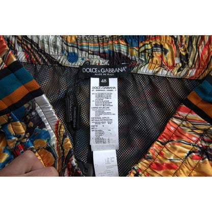 Dolce & Gabbana Multicolor Marble Print Satin Trouser Pants Dolce & Gabbana