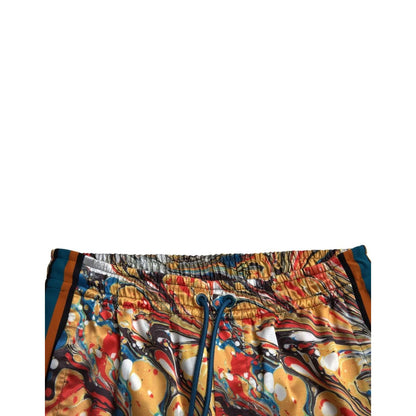 Dolce & Gabbana Multicolor Marble Print Satin Trouser Pants Dolce & Gabbana