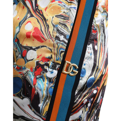 Dolce & Gabbana Multicolor Marble Print Satin Trouser Pants Dolce & Gabbana