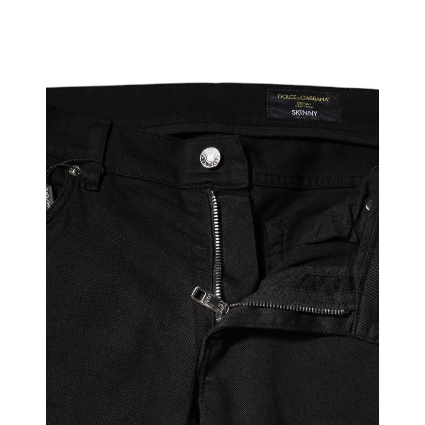 Dolce & Gabbana Black Tattered White Lining Skinny Denim Jeans Dolce & Gabbana