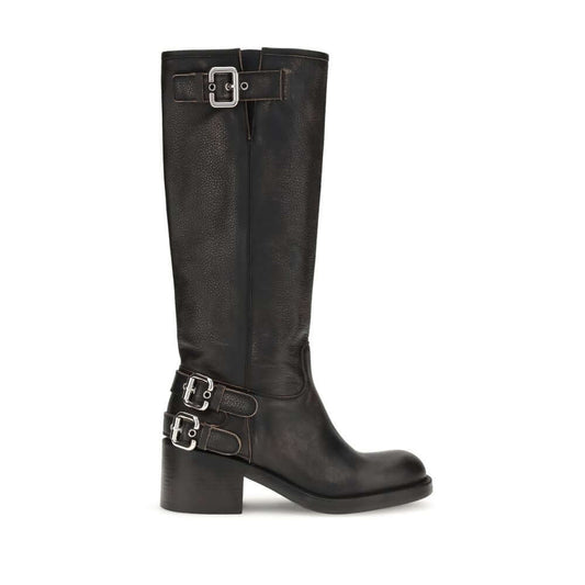 Chloé Black Calf Leather Bos Taurus Lace-Up Boots