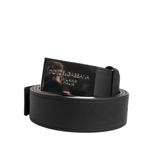 Dolce & Gabbana Black Leather Classic Metal Logo Buckle Belt BEL9603-85