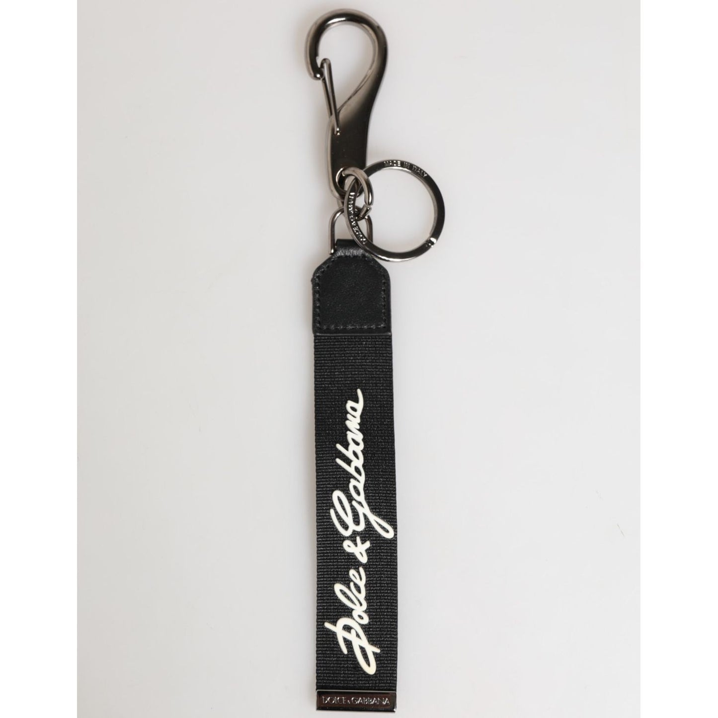 Dolce & Gabbana Black White Polyester DG Logo Silver Men Keychain Keyring Dolce & Gabbana