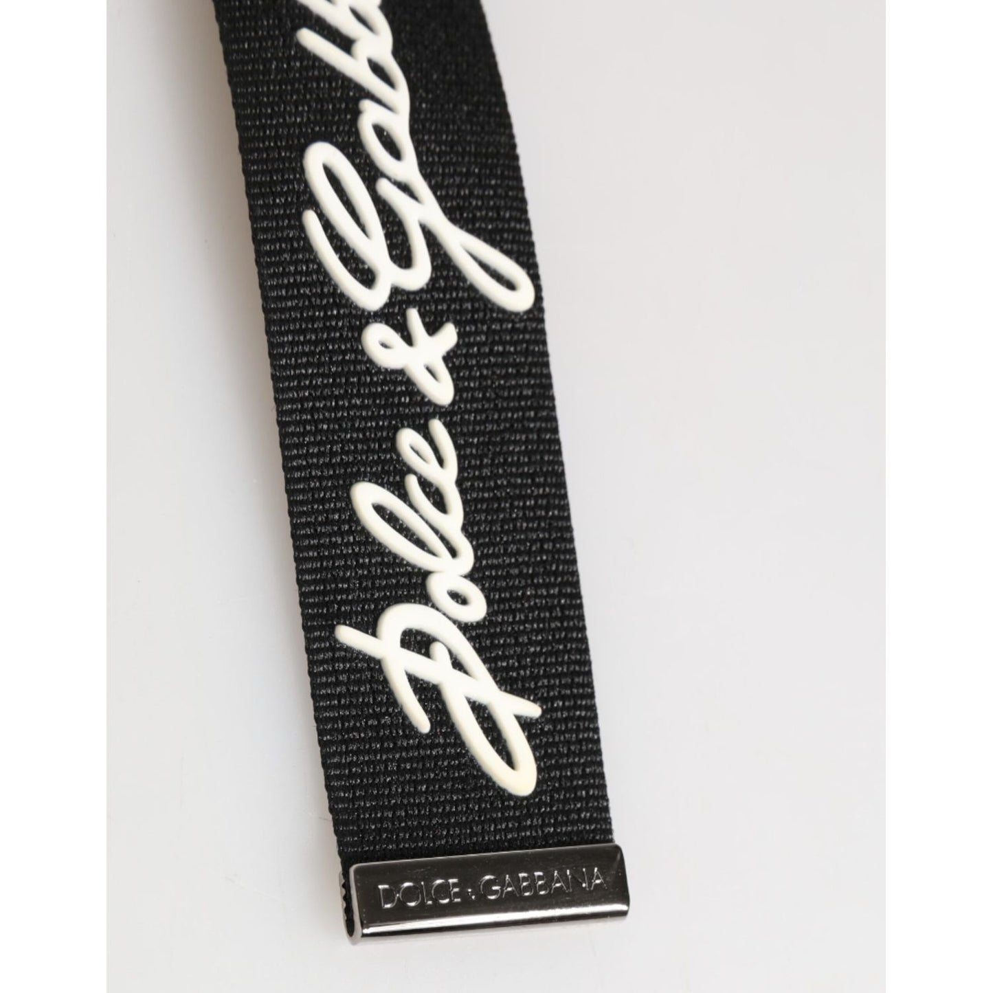 Dolce & Gabbana Black White Polyester DG Logo Silver Men Keychain Keyring Dolce & Gabbana