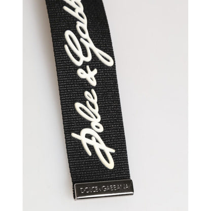 Dolce & Gabbana Black White Polyester DG Logo Silver Men Keychain Keyring Dolce & Gabbana