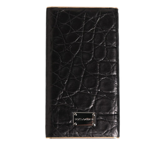 Dolce & Gabbana Black Leather Exotic Skin 3000mAh Power Bank Charger USB featuring luxurious textured design