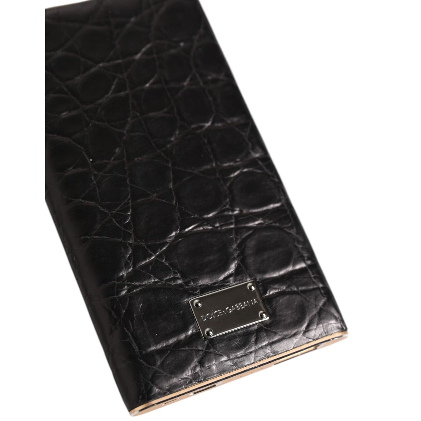 Dolce & Gabbana Black Leather Exotic Skin 3000mAh Power Bank Charger USB