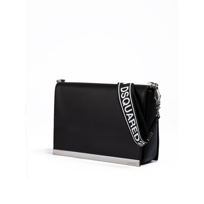 Dsquared² Black Leather Messenger Bag