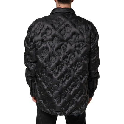 Dolce & Gabbana Black Quilted DG Logo Nylon Puffer Jacket