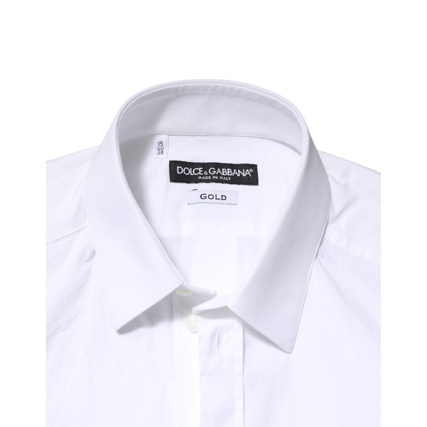 Dolce & Gabbana White GOLD Cotton Long Sleeves Dress Men Shirt