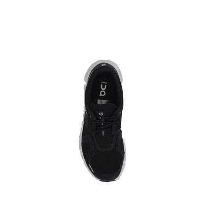 Top view of ON Black Polyester Athletic Sneakers with CloudTec® technology, quick lacing, and non-slip outsole for comfort and stability.