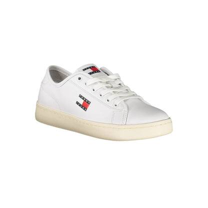 Tommy Hilfiger White Leather Women Sneaker with classic design and logo accents.