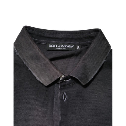 Dolce & Gabbana Gray Cotton Crown Collared Men Polo T-shirt