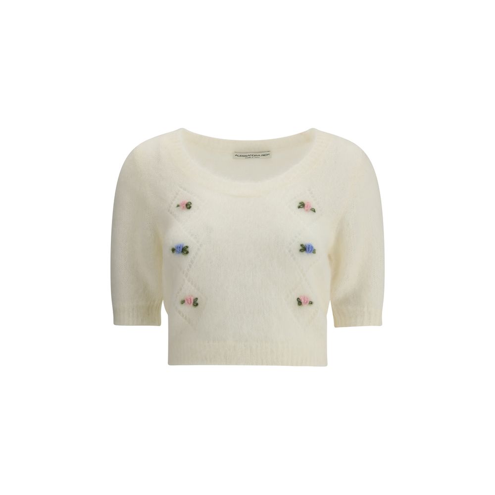 Alessandra Rich White Mohair Sweatshirt