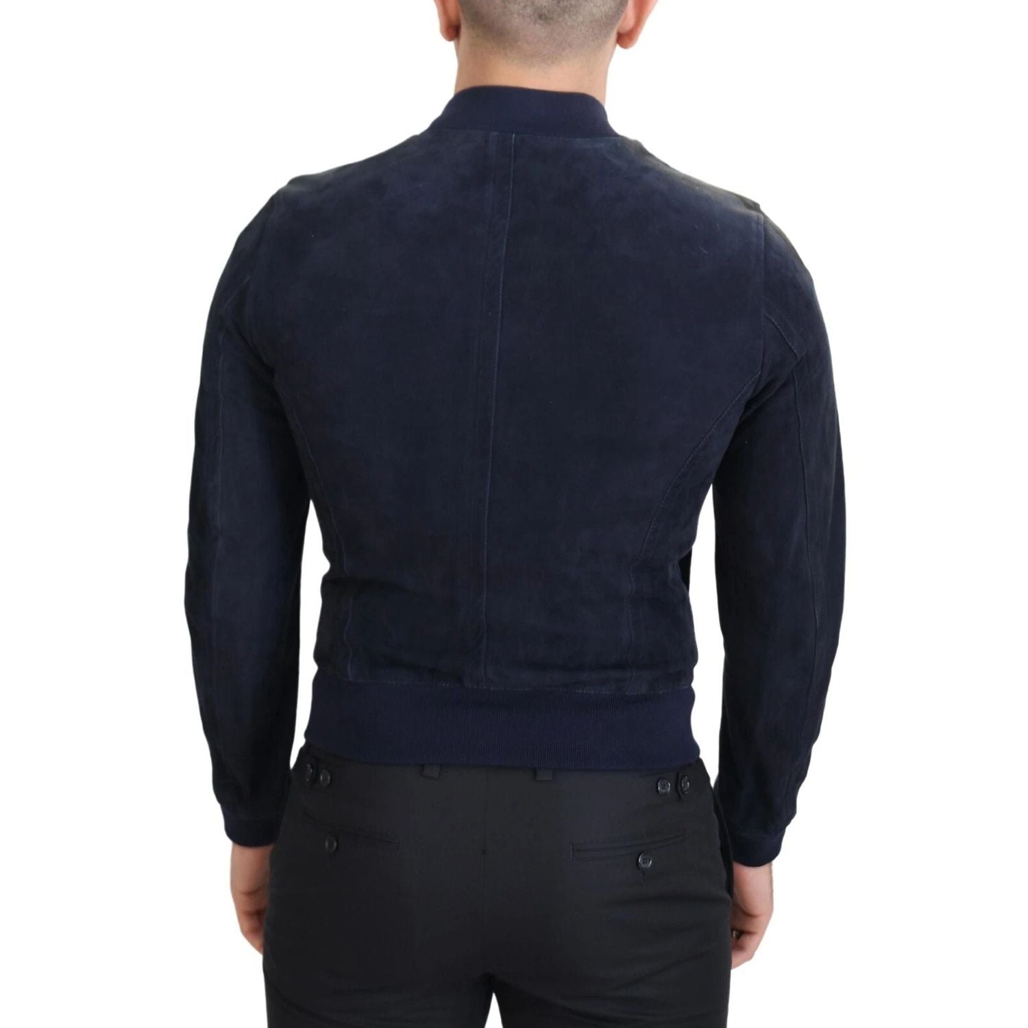 Dolce & Gabbana Dark Blue Suede Lambskin Blouson Jacket