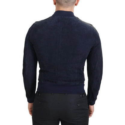 Dolce & Gabbana Dark Blue Suede Lambskin Blouson Jacket