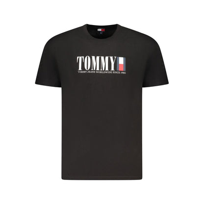 Tommy Hilfiger Black Cotton Men T-Shirt with logo print