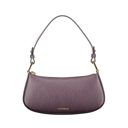 Coccinelle Purple Leather Women Handbag with rich purple leather and stylish design, featuring adjustable strap and distinct logo.
