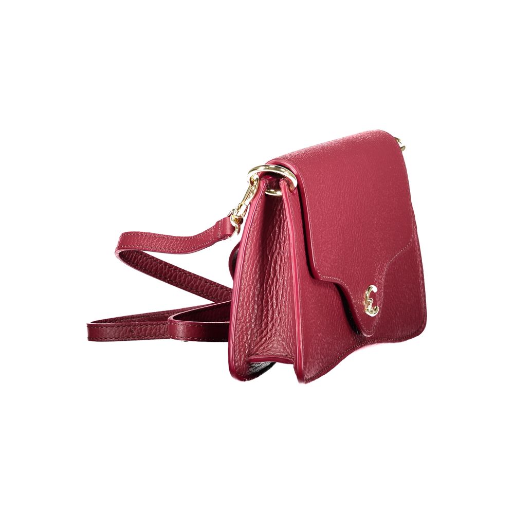 Coccinelle Purple Leather Women Handbag with adjustable strap and snap closure, a stylish accessory for versatile fashion.