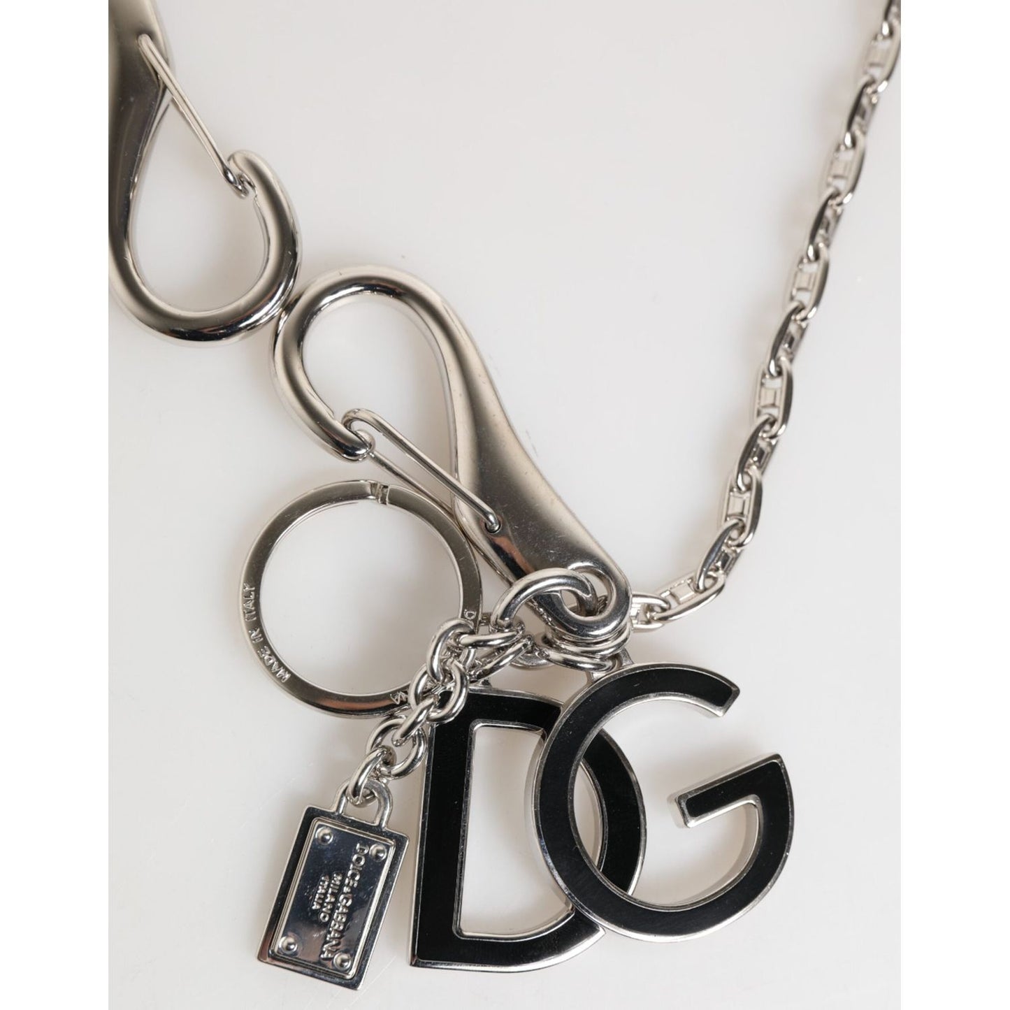 Dolce & Gabbana Silver DG Logo Key Holder Keychain Bag Charm Keyring Dolce & Gabbana