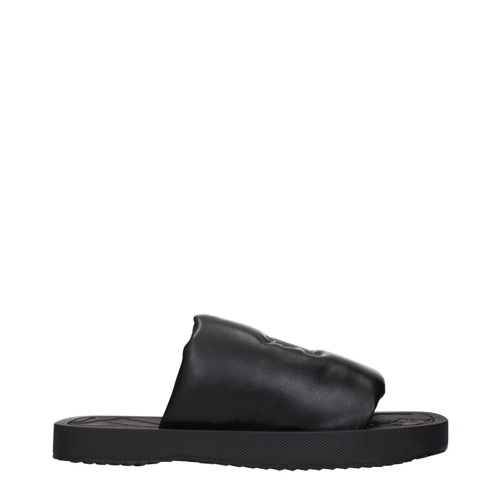 Burberry Black Leather Slippers Sandals BU-15265295040777-EU43/US10