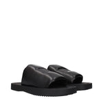 Burberry Black Leather Slippers Sandals BU-15265295040777-EU43/US10
