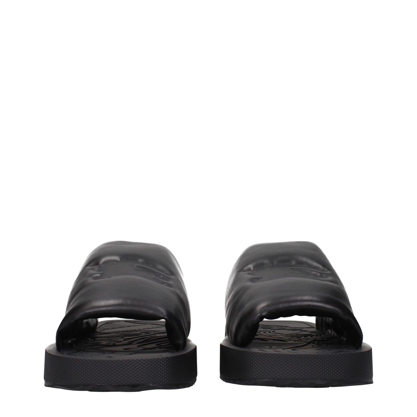 Burberry Black Leather Slippers Sandals BU-15265295040777-EU43/US10