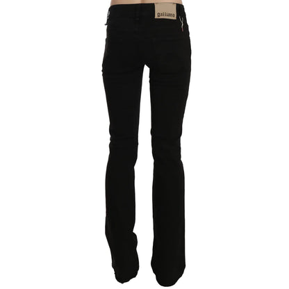 John Galliano Black Low Waist Slim Leg Skinny Denim Casual Pants Jeans