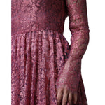 Dolce & Gabbana Pink Floral Lace Long Sleeve Midi Dress DR281191-36