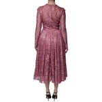 Dolce & Gabbana Pink Floral Lace Long Sleeve Midi Dress DR281191-36