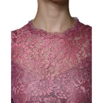 Dolce & Gabbana Pink Floral Lace Long Sleeve Midi Dress DR281191-36