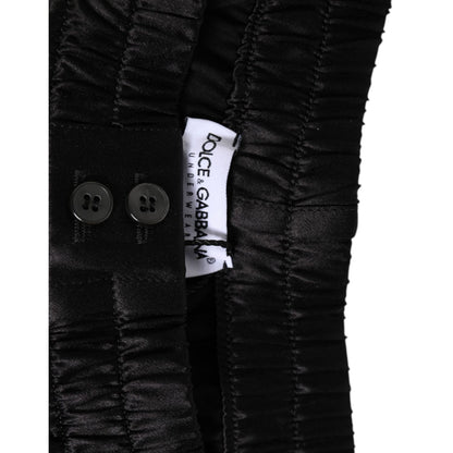 Dolce & Gabbana Black Silk Satin Elastic Men Boxer Short Swimwear Dolce & Gabbana