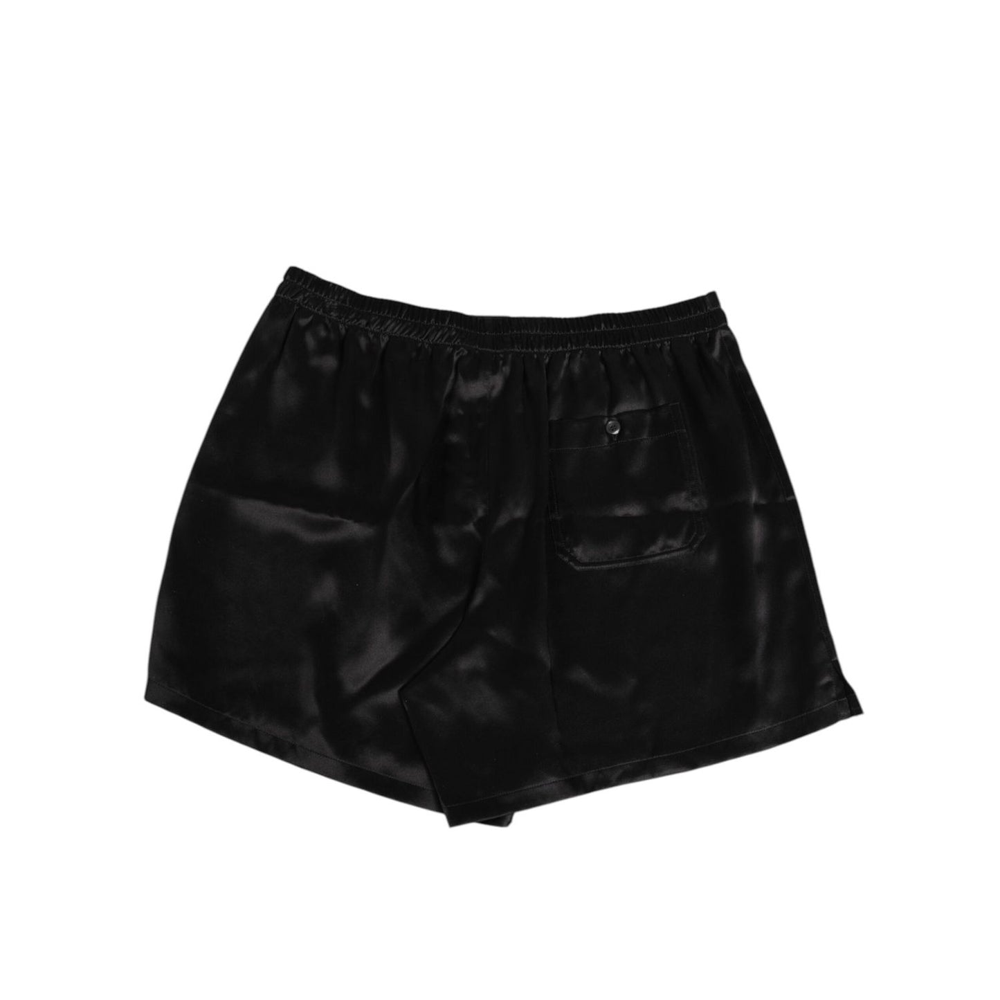 Dolce & Gabbana Black Silk Satin Elastic Men Boxer Short Swimwear Dolce & Gabbana