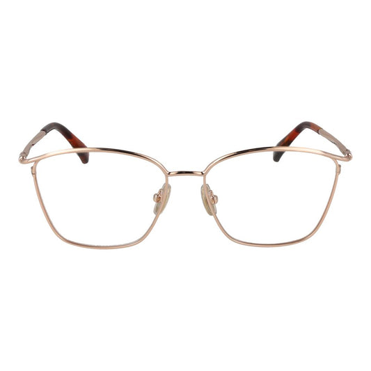 Max Mara Rose Gold Women Glasses Frame, full-rim rectangular style, metal frame with demo plastic lenses, 100% UVA&UVB protection.