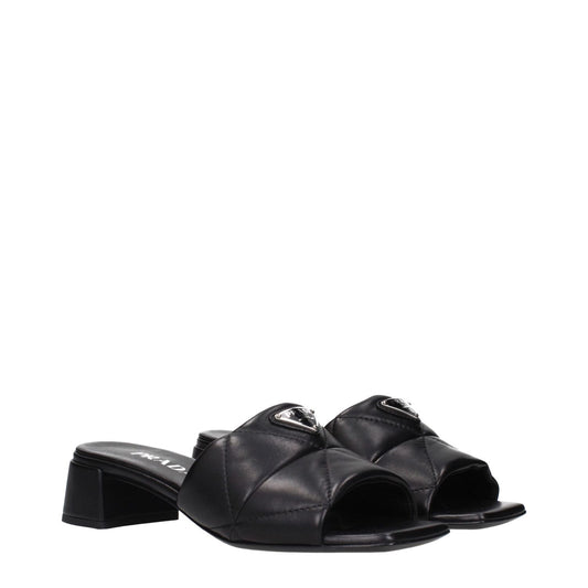 Prada Black Leather Flat Sandals PR-15270515474697-EU35.5/US5.5