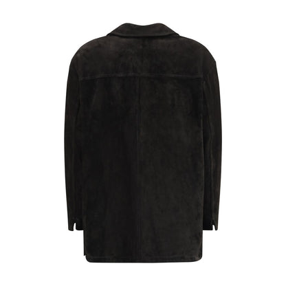 Salvatore Santoro Black Calf Leather Bos Taurus Coat