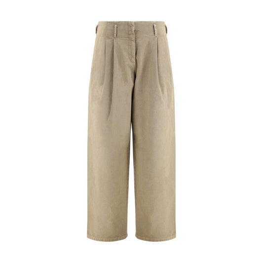 Golden Goose Bicolor Cotton Casual Pants with wide leg, oversized fit, denim material, and tailored details.