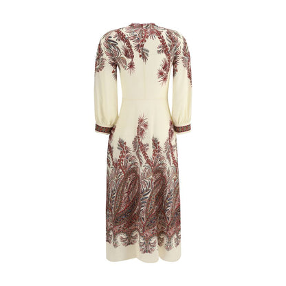 Etro Multicolor Polyester Casual Dress with floral Paisley print and balloon sleeves, featuring iconic embossed metallic buttons for elegant style.