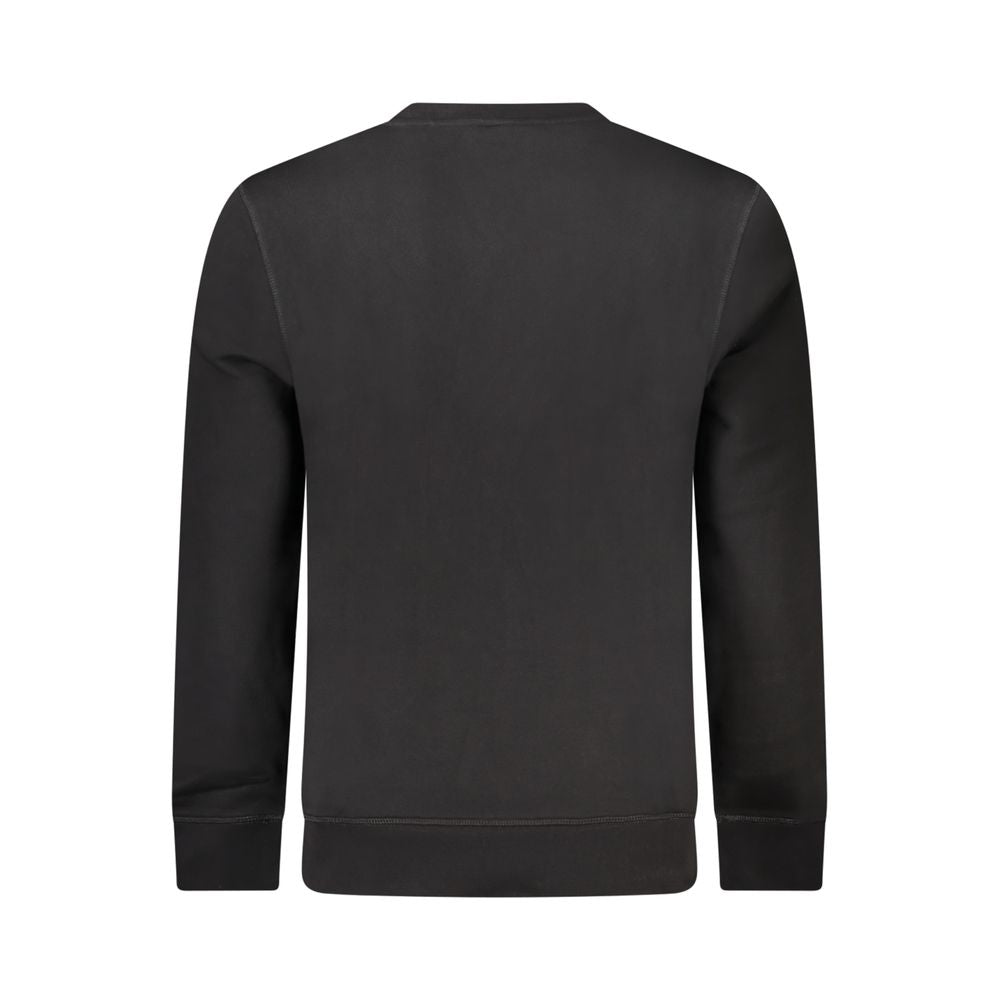 Back view of Hugo Boss Black Cotton Men Sweater with long sleeves, logo, and embroidery on fine cotton for a stylish look.