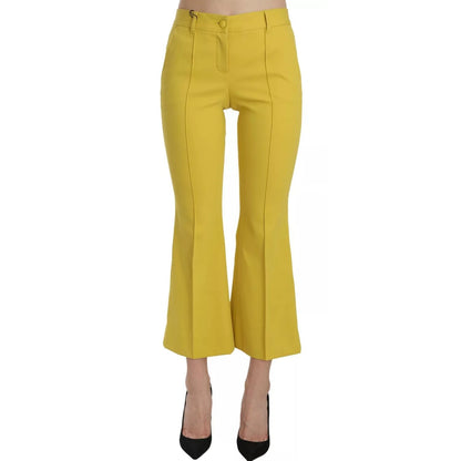 Dolce & Gabbana Yellow Flared Bootcut Capri Cotton Pants