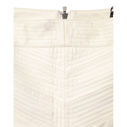 Guess Beige Faux Leather Quilted Mini High Waist Women  Skirt