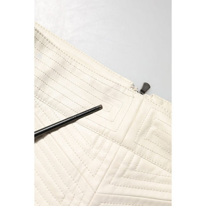 Guess Beige Faux Leather Quilted Mini High Waist Women  Skirt