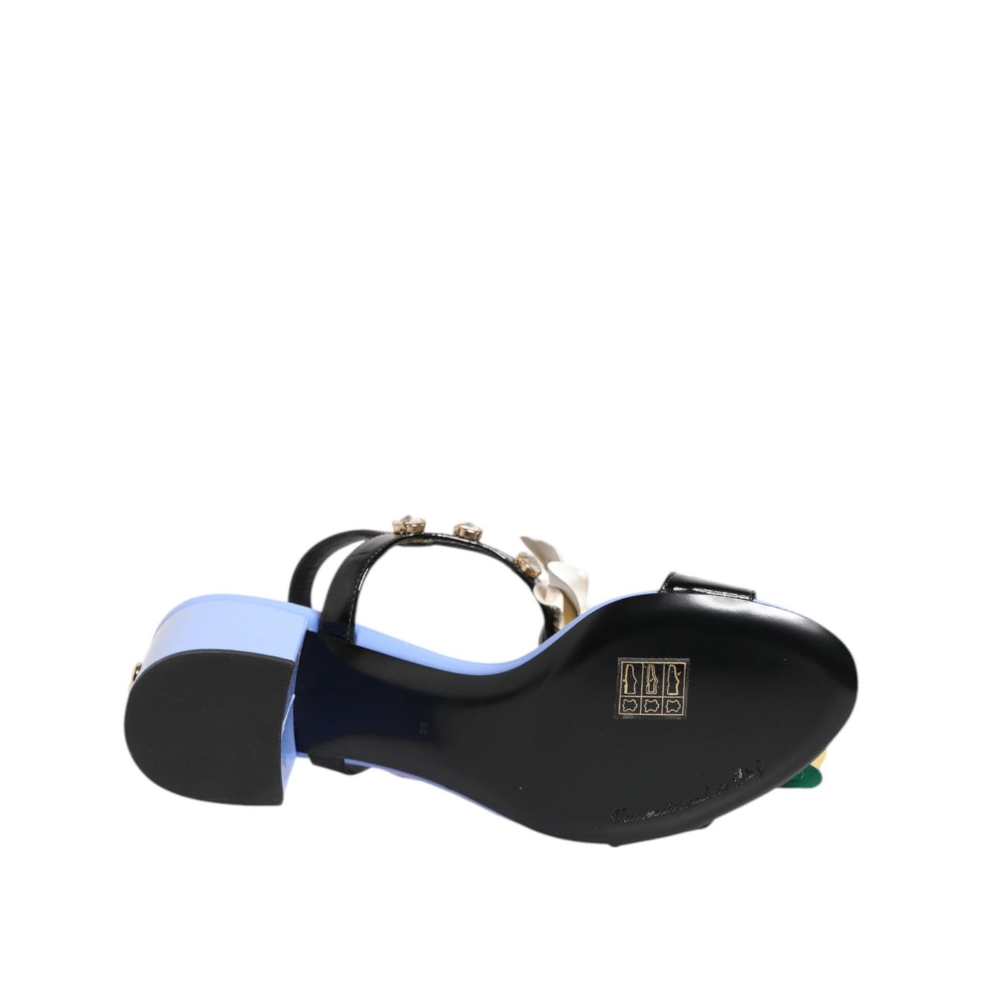 Dolce & Gabbana Multicolor Floral Appliqué Crystal Sandal Shoes