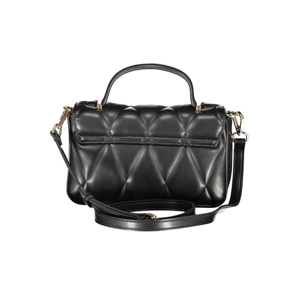 Twinset Black Polyethylene Women Handbag with quilted design and detachable strap, showcasing elegance and utility.